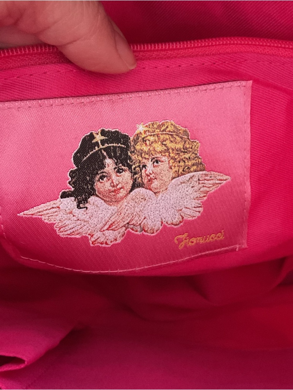 Fiorucci Vintage Y2K Vegan Pink Cartoon Print Tote Bag Purse Fuchsia Coachella - Picture 8 of 13